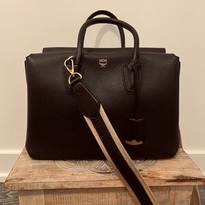 MCM Black Leather Satchel